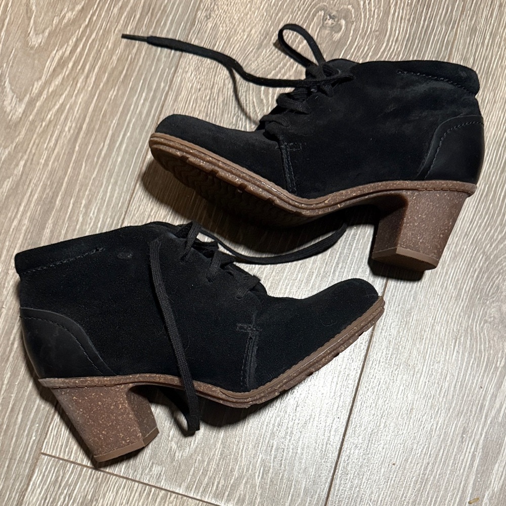 Clarks Black Suede Ankle Boots